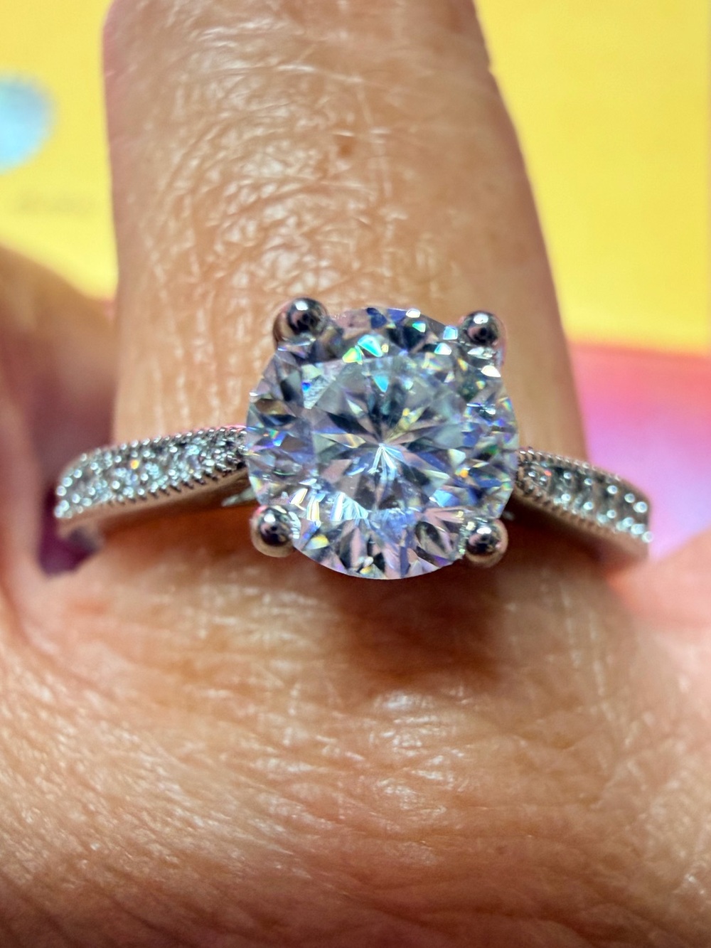 Classic Solitaire Round-Cut Engagement Ring in Silver with Moissanite